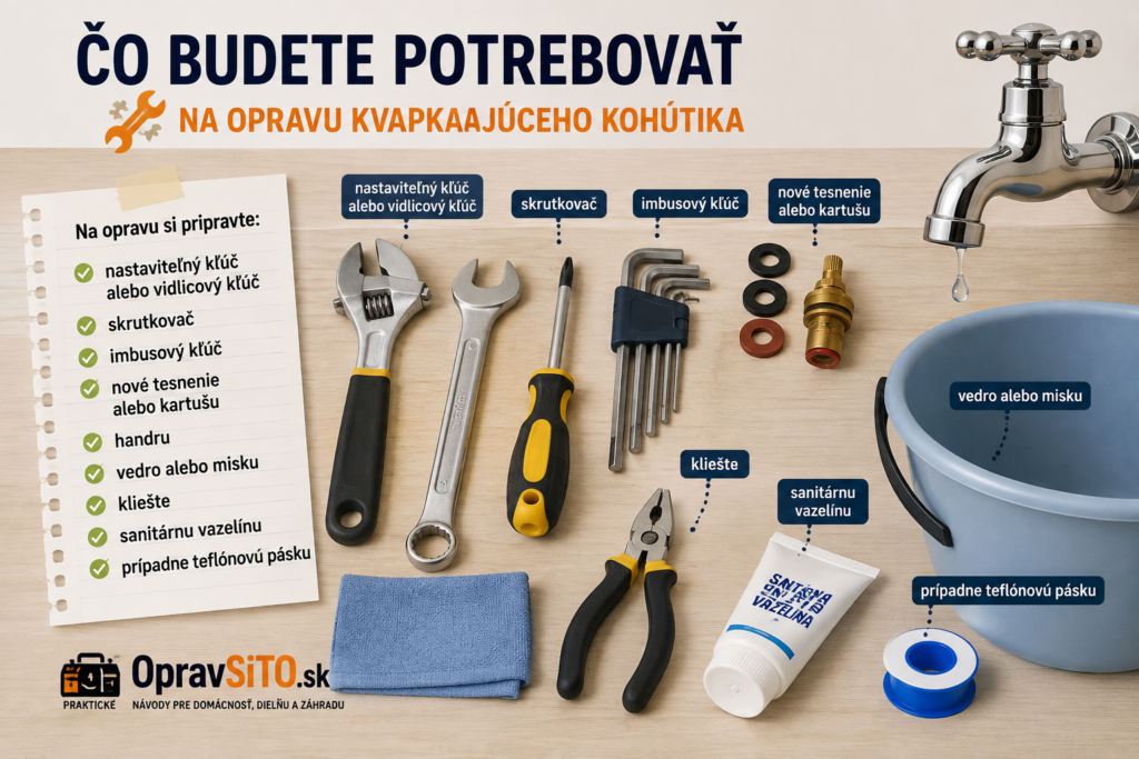 Náradie a pomôcky na opravu kvapkajúceho kohútika